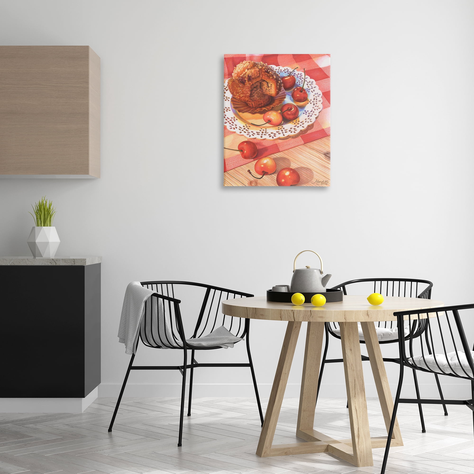 Stupell Industries Country Cherries & Muffin Food & Beverage Painting Gallery Wrapped Canvas Art Print Wall Art, 24 x 30
