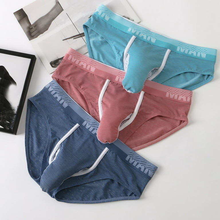 Pimfylm Underwear For Men Pack Boxer Briefs Men's Underwear  Moisture-Wicking Bamboo Rayon Silky Soft Dual Pouch Briefs Blue Large 