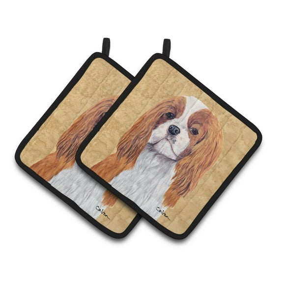Carolines Treasures SC9118PTHD Cavalier Spaniel Wipe your Paws Pair of Pot Holders 7.5HX7.5W multicolor