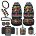 thumbnail image 2 of Jeiento Highland Cow 12 Pcs Front Car Seat Cover Set with Bucket Seat Cover Steering Wheel Cover Seat Belt Pad Armrest Cover Coaster Aztec Trash Bag Air Vent Bag Rearview Mirror Cover Keychain, 2 of 7