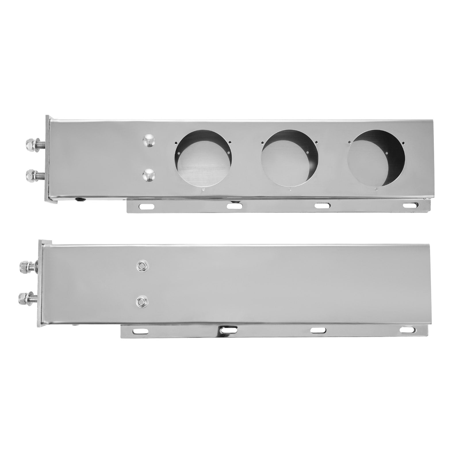 KFFKFF Stainless Steel Mud Flap Hangers with Light Cutouts, 2-1/2" Bolt Spacing, Spring-Loaded Design for Semi Trucks, Durable Mudflap Hanger Set, 1 Pair, Silver