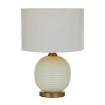 DecMode 19" Ribbed White Table Lamp with White Microfiber Shade