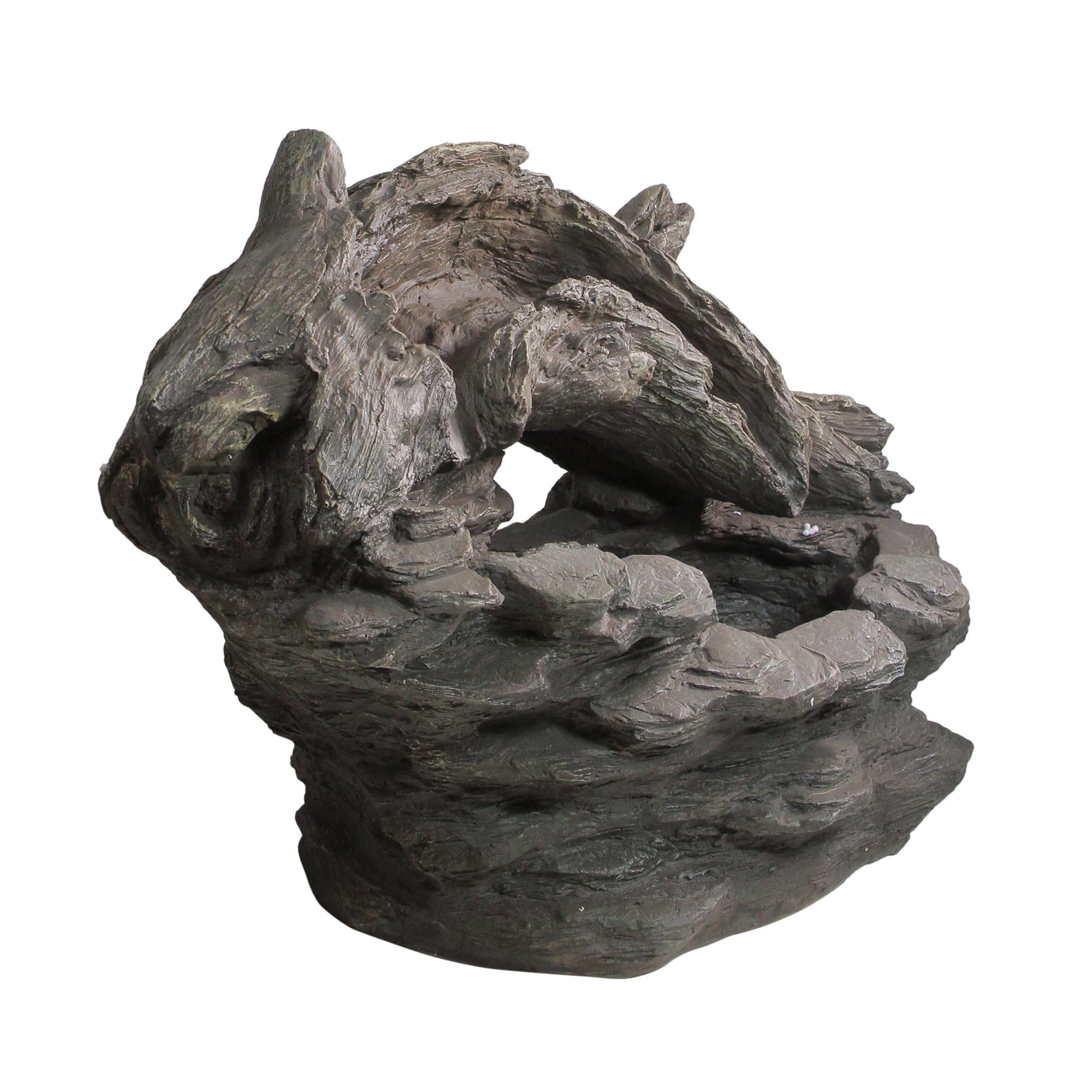 Northlight 27" Faux Wood and Rock Outdoor Garden Water Fountain