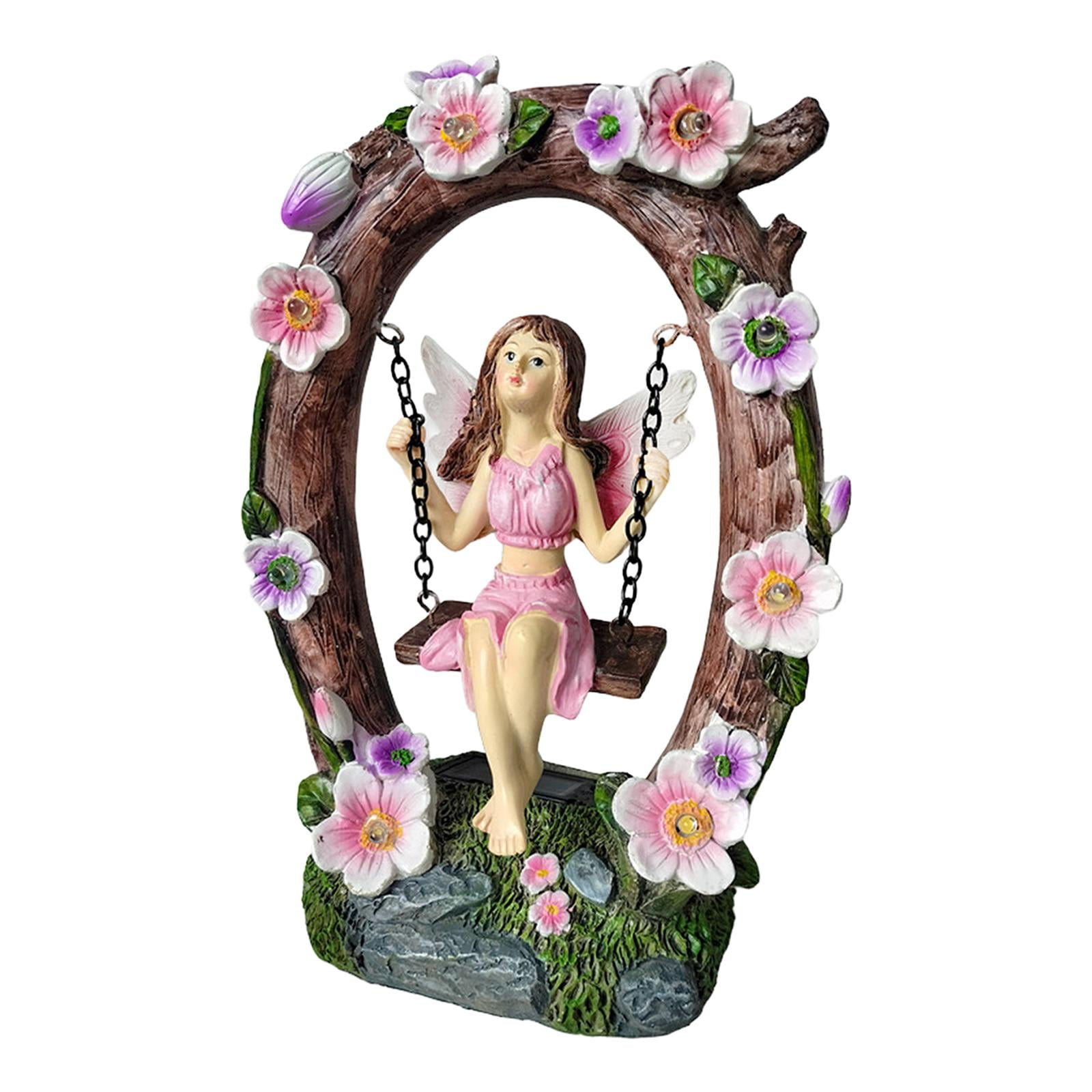 simhoa Fairy Garden Statue, Fairy Sculpture, Solar Powered, Unique Resin Figurine, Handicraft, Charming Ornament, Garden Decoration for Patio And Yard