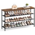 thumbnail image 1 of Organizador de Almacenamiento de Zapatos de 5 Niveles para Entrada y clóset, Capacidad para 20-24 Pares de Zapatos, 4 estantes de Tela, Marco de Acero, Industrial, café rústico y, 1 of 15
