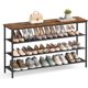 thumbnail image 1 of Organizador de Almacenamiento de Zapatos de 5 Niveles para Entrada y clóset, Capacidad para 20-24 Pares de Zapatos, 4 estantes de Tela, Marco de Acero, Industrial, café rústico y, 1 of 15