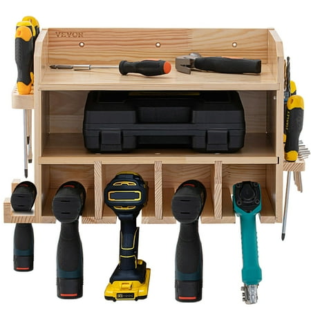 

BENTISM Power Tool Organizer Drill Wall Tool Holder 5 Slots Wall Mounted Natural