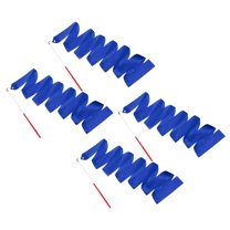 Uxcell 4 Pcs Dance Ribbons, 78.7 Inch Gymnastics Ribbon Streamers with Red Wand for Gymnastics Artistic, Sapphire Blue