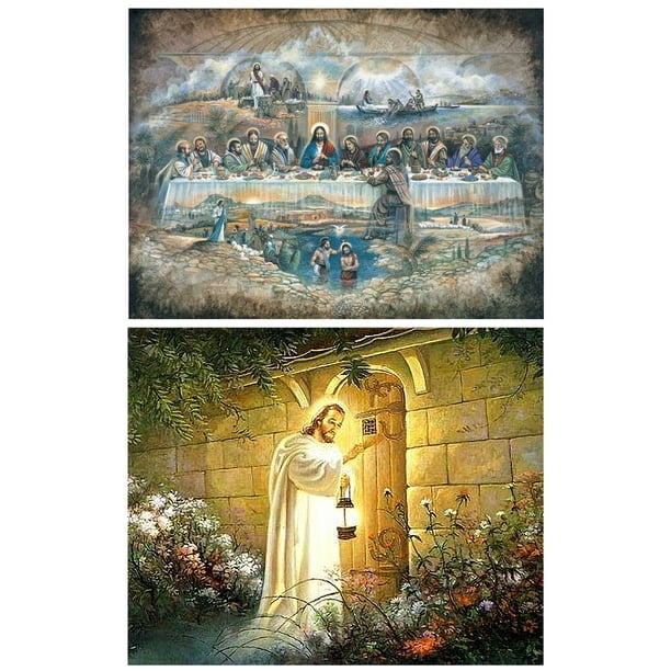 2Pack Religion Jesus Diamond Painting Kits 5D DIY Diamond Art for