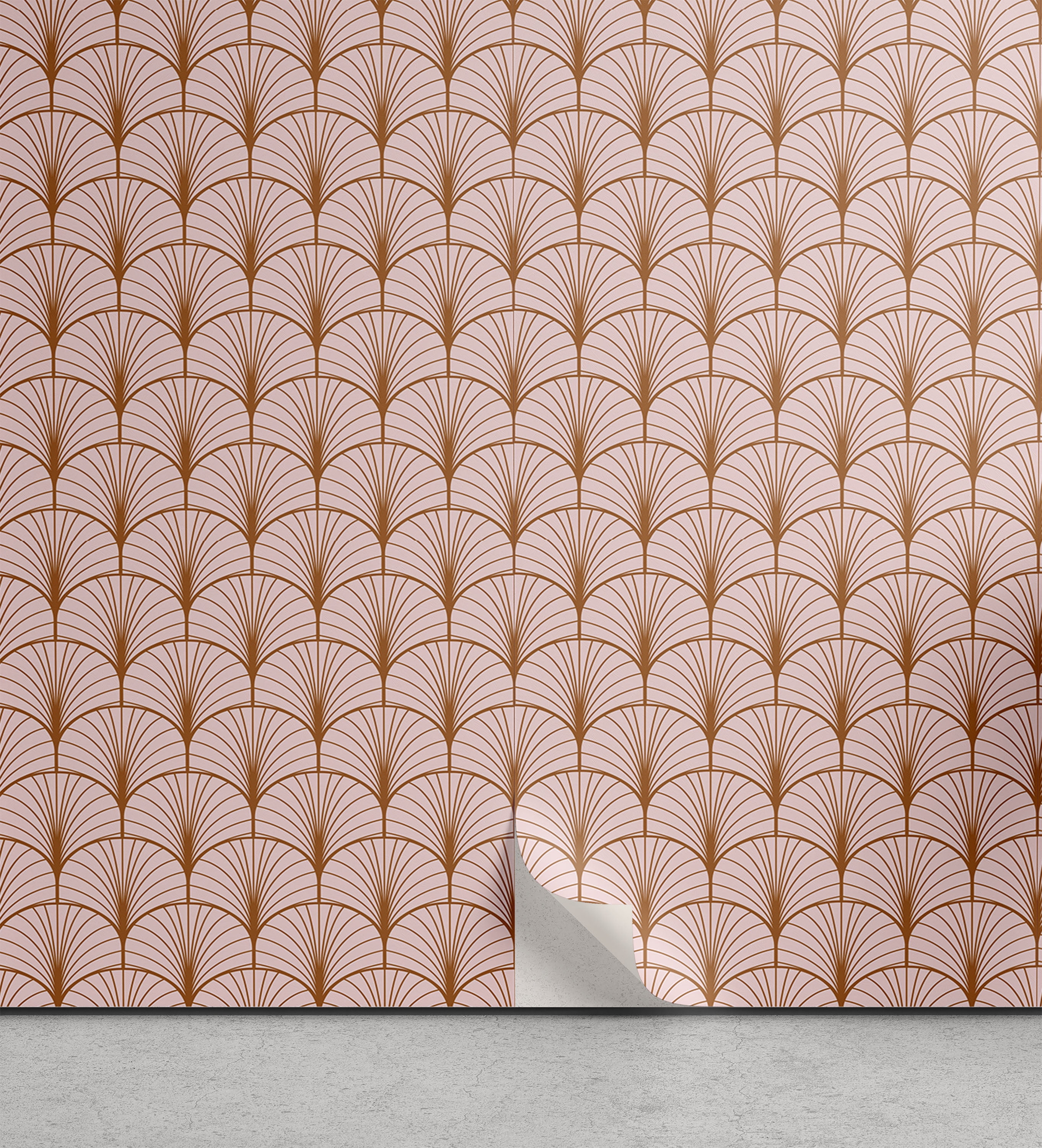 Blush Pink Peel & Stick Wallpaper, Art Deco Style Geometric Vintage