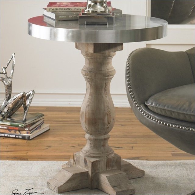 Uttermost Table d'Appoint Martel en Bois de Sapin Naturel