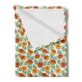 thumbnail image 2 of Floral Soft Flannel Fleece Throw Blanket, Orange Tagetes Marigold Flowers Pattern with Leaves Nature Composition, Cozy Plush for Indoor and Outdoor Use, 50" x 70", Vermillion and Green, by Ambesonne, 2 of 5