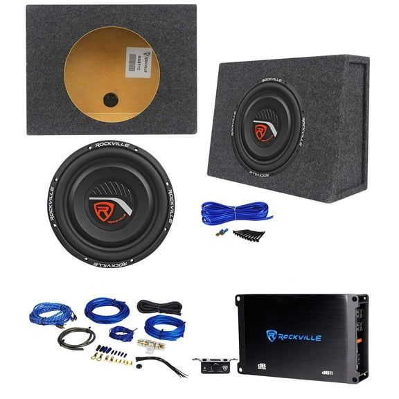Rockville W12T4S2 12" Shallow Mount 1400w Car Subwoofer Sealed Sub Box Amplifier