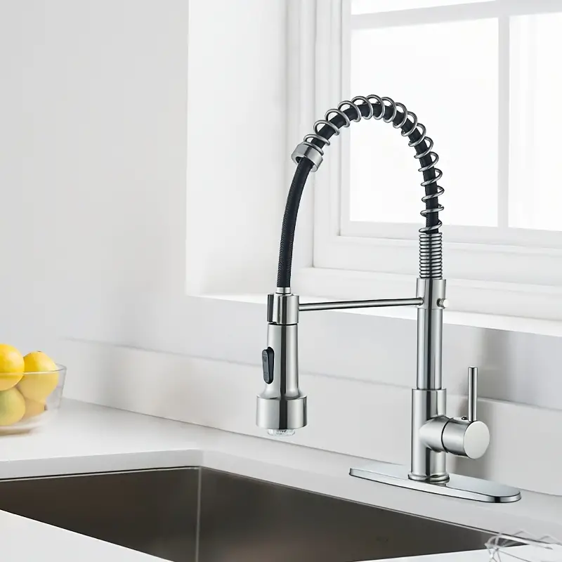 Brushed Nickel LED Kitchen Faucet Pull Down Sprayer Single Handle Swivel Sink Mixer Faucet