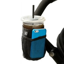 J.L. Childress Cup 'N Stuff Insulated Stroller Cup Holder with Pockets, Black, Adult Use.