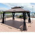 thumbnail image 4 of 13' x 10' Outdoor Canopy Gazebo With Ventilated Double Roof And Mosquito net,Brown, 4 of 5