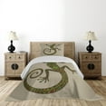 thumbnail image 3 of Ambesonne Colorful Quilted Coverlet 2 Pcs, Lizard Pattern, Twin Size, Green Tan, 3 of 5