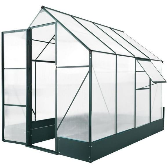 Outsunny Jardin de plantes d'extérieur à effet de serre de 8,2 pi x 6,2 pi, fenêtre à température contrôlée, avec fondation