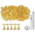 thumbnail image 1 of Unique Bargains 200 Sets Leather Rivets 8 x 8mm Metal with 3 Setter Tools, Gold Tone, 1 of 7