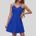 thumbnail image 4 of Otvok Ladies Fashion Camis Sleeveless V-Neck Dress Solid Pocket Blue Dresses, 4 of 6