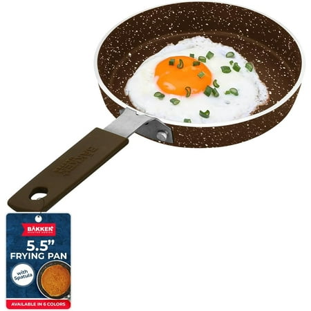 Bakken-Swiss 2-Piece Mini Egg Pan Set – 5.5" Non-Stick Frying Pan with Spatula, Cool-Touch Handle, Heat Resistant to 400°F, Food-Grade Safe, Brown Marble – For Gas, Electric & Ceramic Cooktops