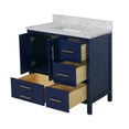 thumbnail image 4 of California 36" Bathroom Vanity with Royal Blue Cabinet and Carrara Marble Top, 4 of 5