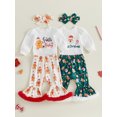 thumbnail image 3 of RUINIXCW Baby Girl Christmas Outfit Long Sleeve Printed Romper Flared Pants Headband, 3 of 8