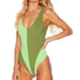 thumbnail image 1 of Traje de baño de 1 pieza para mujer, bloques de color a la moda, traje de baño elástico encantador para mujer, traje de baño verde fluorescente M, 1 of 5
