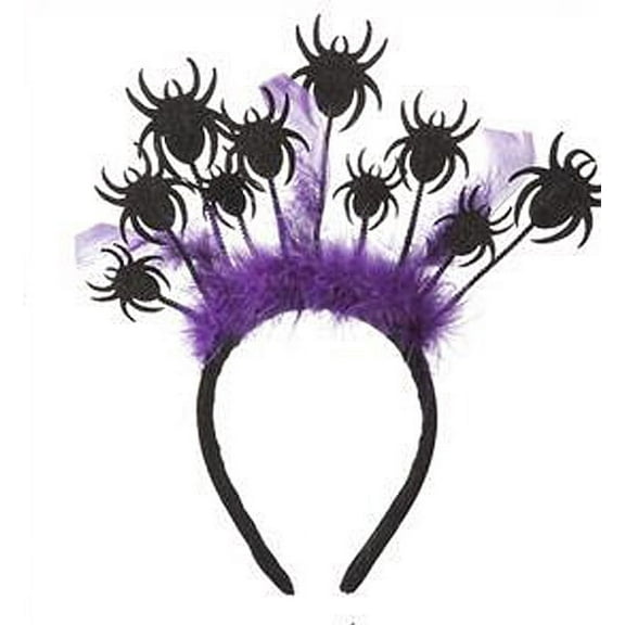 Spooky Bobble Spiders Purple/Black Halloween Fashion Headband - By Ganz