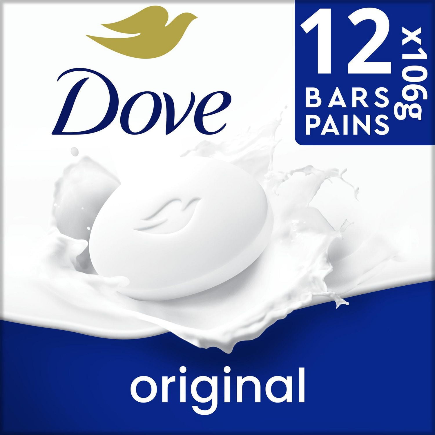 Dove Beauty Bar Gentle Skin Cleanser Moisturizing for Gentle Soft Skin Care Original Made With 1/4 Moisturizing Cream, 106g, 12 count