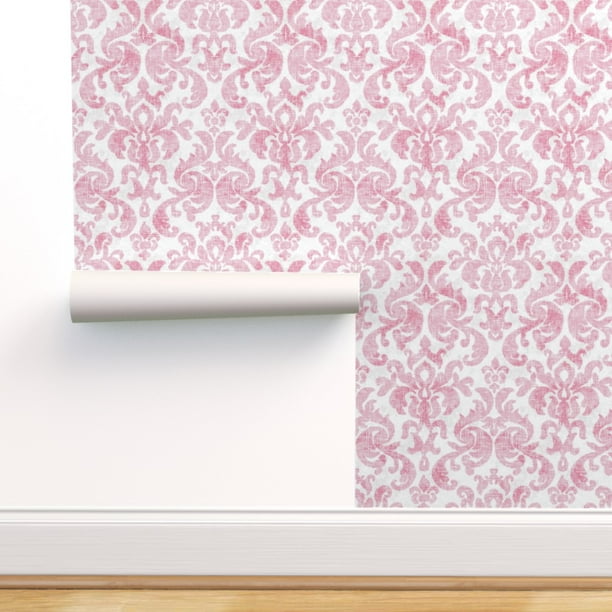 PeelandStick Removable Wallpaper Damask Pink Vintage Decor Ikat Faded