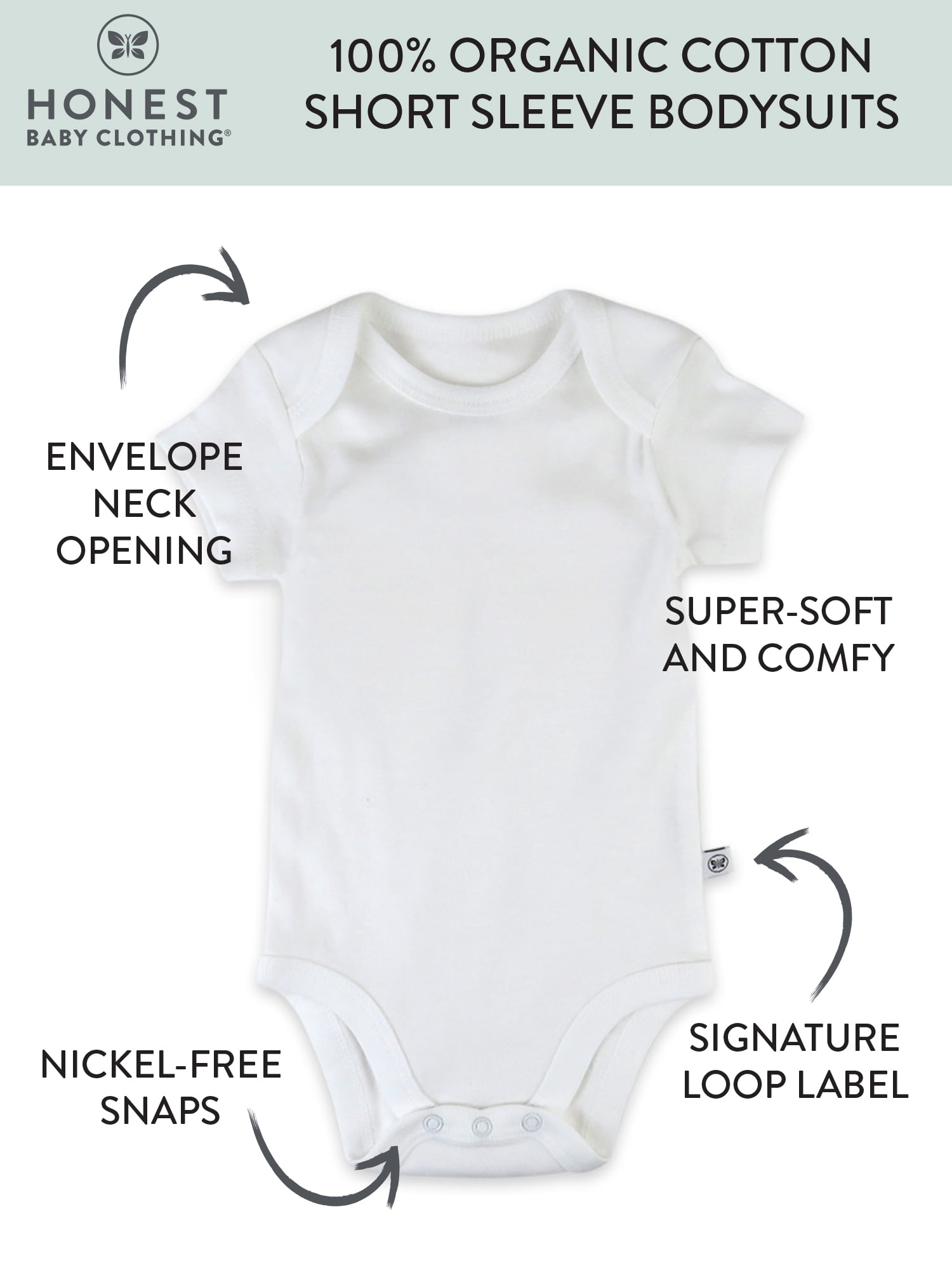 Honest Baby Clothing Baby Boy or Girl Gender Neutral Organic Cotton Short Sleeve Bodysuit, (Newborn-24 Months)