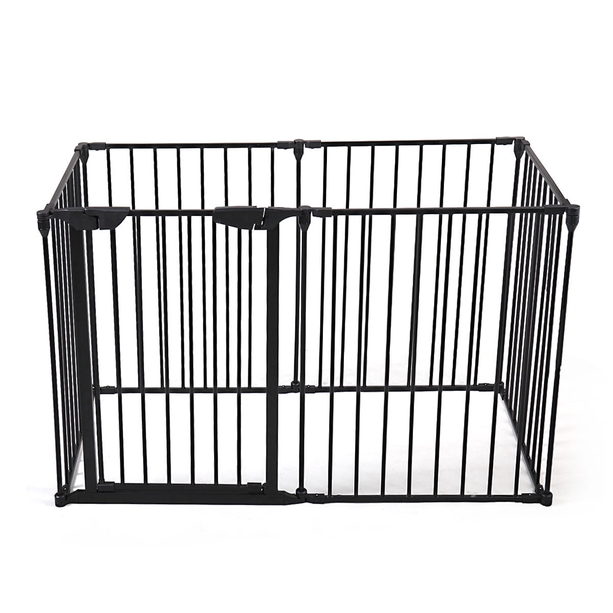 Hommoo Metal Fireplace 5-Panel Baby Safety Gate with Door, Black