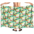 thumbnail image 5 of HAPPY BAY Men's Pareo Swim Trunk Holiday Sarong Long Beach Wrap One Size Shamrock Green, Hawaiian Summer Vacation Aloha, 5 of 5