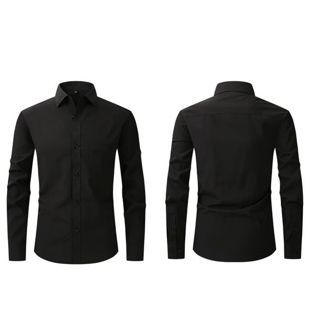Dress Shirts for Men with Pocket Long Sleeve Big & Tall Tshirts Shirt Button-Down Collared Wrinkle-Free Solid Color Business Work Tops