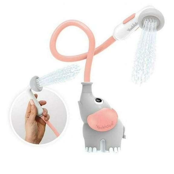 Yookidoo Elephant Baby Bath Shower Head - Water Spout for Newborns, Infants & Toddlers (Pink)