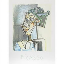 Pablo Picasso Tete de Femme au Chignon - Blue-Green-Yellow-Gray - Lithograph on Paper 29 In. x 22 In.