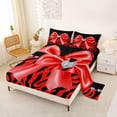 thumbnail image 2 of spefrowx Glitter Zebra Red Bow Print King Sheets for Women, Starry Gem Love Heart Bedding, 4-Piece, 1 Flat Sheet, 1 Fitted Sheet and 2 Pillowcases, 2 of 6