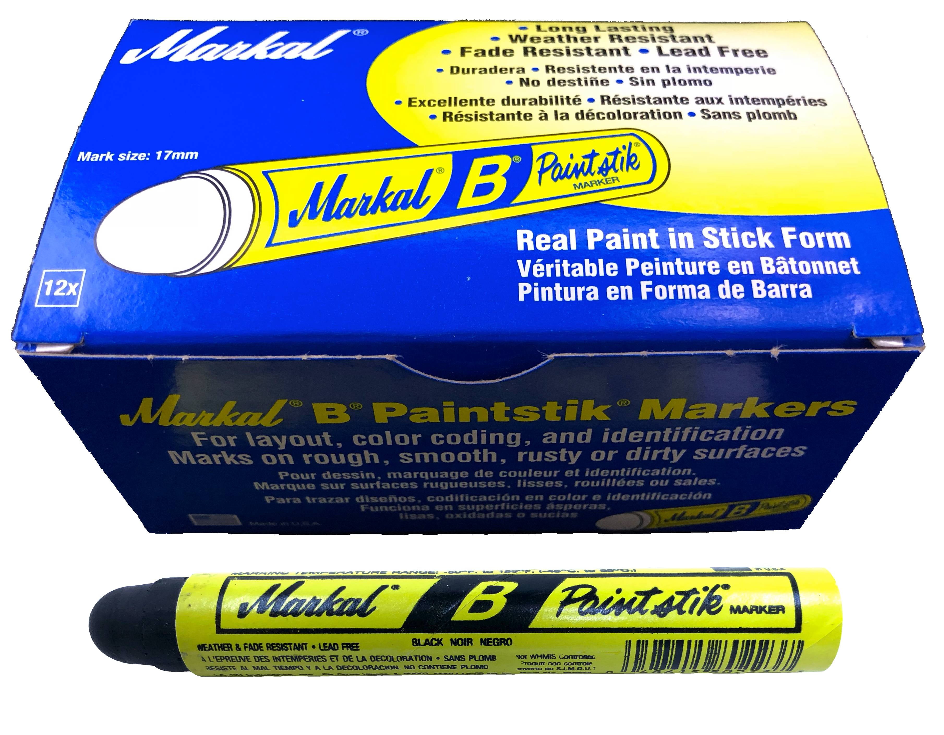 Box of 12 Markal B Black Tire Chalk Paint Sticks Crayon Surface Marker