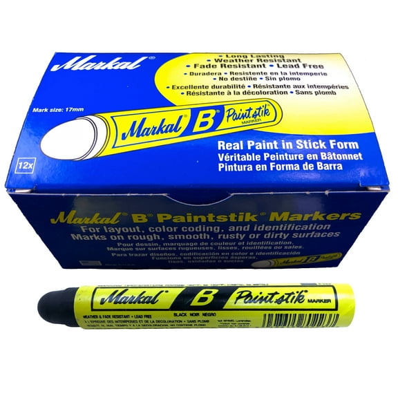 Box of 12 Markal B Black Tire Chalk Paint Sticks Crayon Surface Marker Graffiti