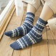 thumbnail image 3 of Yigetop Winter Socks for Women Womens Winter Stripe Socks Autumn and Winter Mid Tube Socks Fleece Thickened Warm Stockings Socks for Women Navy One Size, 3 of 4