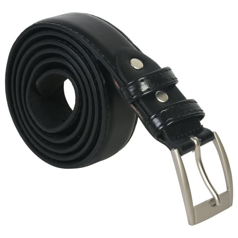 mens black dress belt silver buckle BOSS Leather Men belt with polished silver Buckle