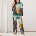 thumbnail image 2 of Logiee Desert Monkeys Drive Print Womens Pajamas Set,Long Sleeve Sleepwear,Button Down Lounge Set 2 Pieces,Soft Nightwear Pjs Set-Large, 2 of 7
