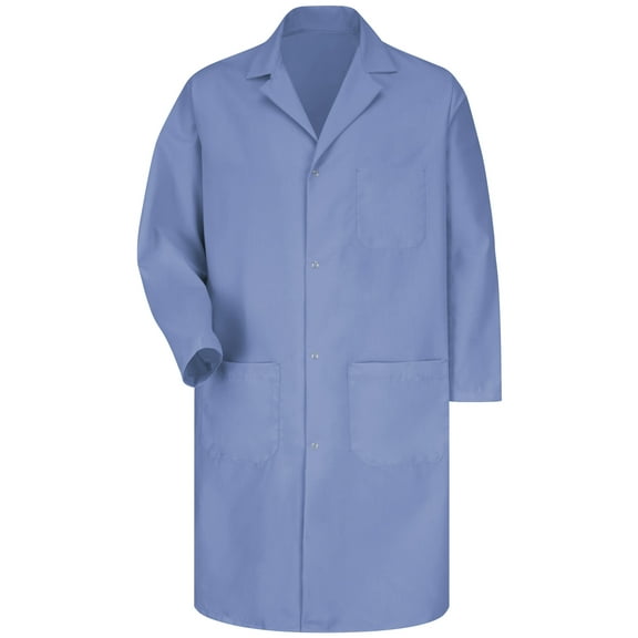 Red Kap Men's Lab Coat Gripper Closure Pockets Light Blue XL