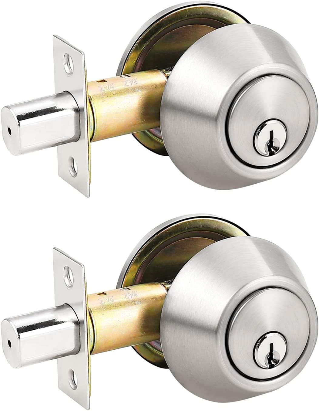 (2 Pack) Keyed Alike Single Cylinder Deadbolts Brushed Nickel
