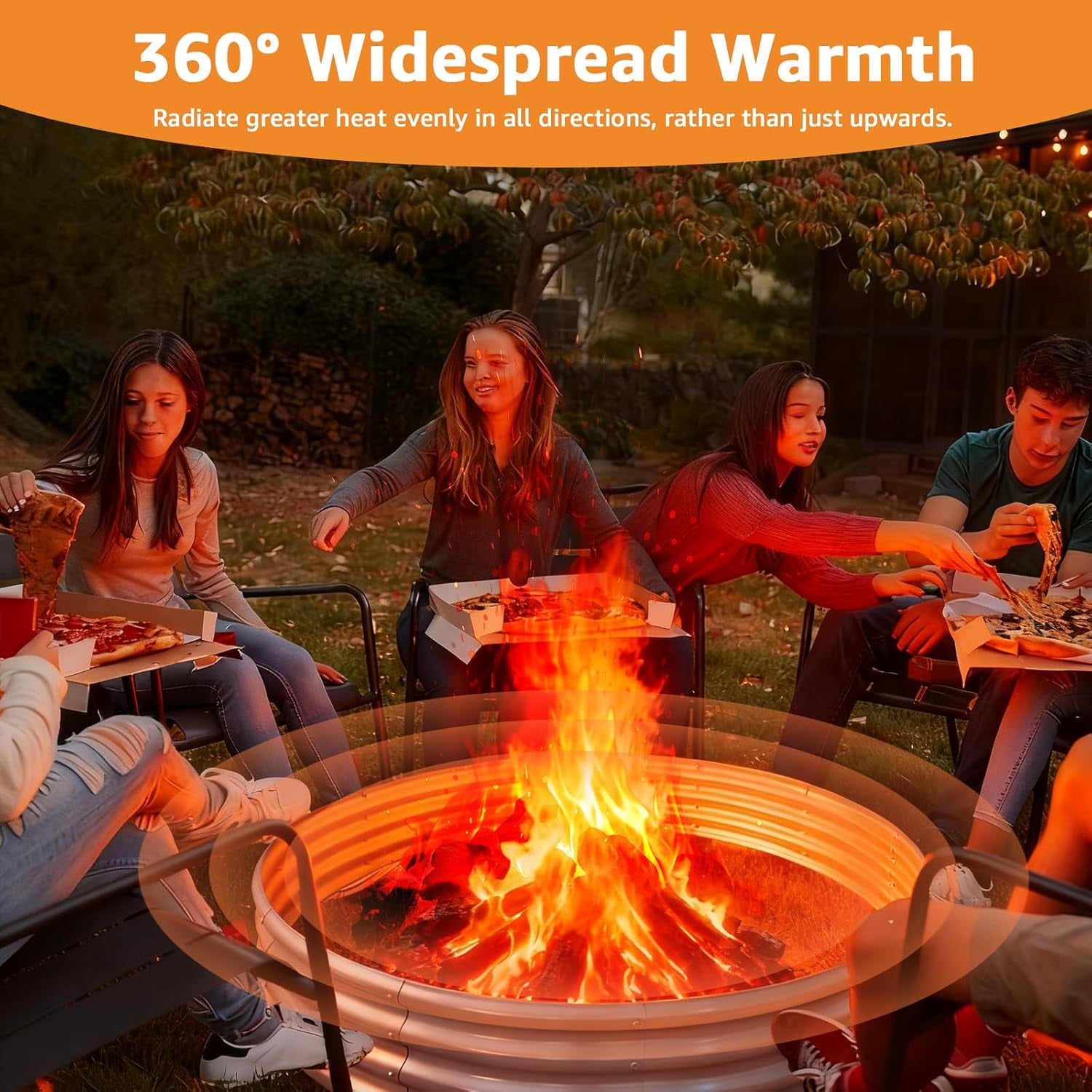 XYJBHB 5FT Diameter Camp Fire Ring Pit, Heavy Duty Galvanized Steel Fire Pit, Outdoor Steel Fire Pit Silver for Backyard, Camping, Bonfire