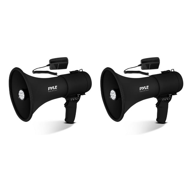 Pyle Haut-Parleur Portable PA Mégaphone avec Batterie Rechargeable Intégrée (2 Pack)