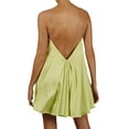 thumbnail image 2 of Qiylii Women's Casual Chain Sling Dress Deep V-Neck Backless Short Dress Solid Color Cutout Sexy A-line Party Dresses, 2 of 4