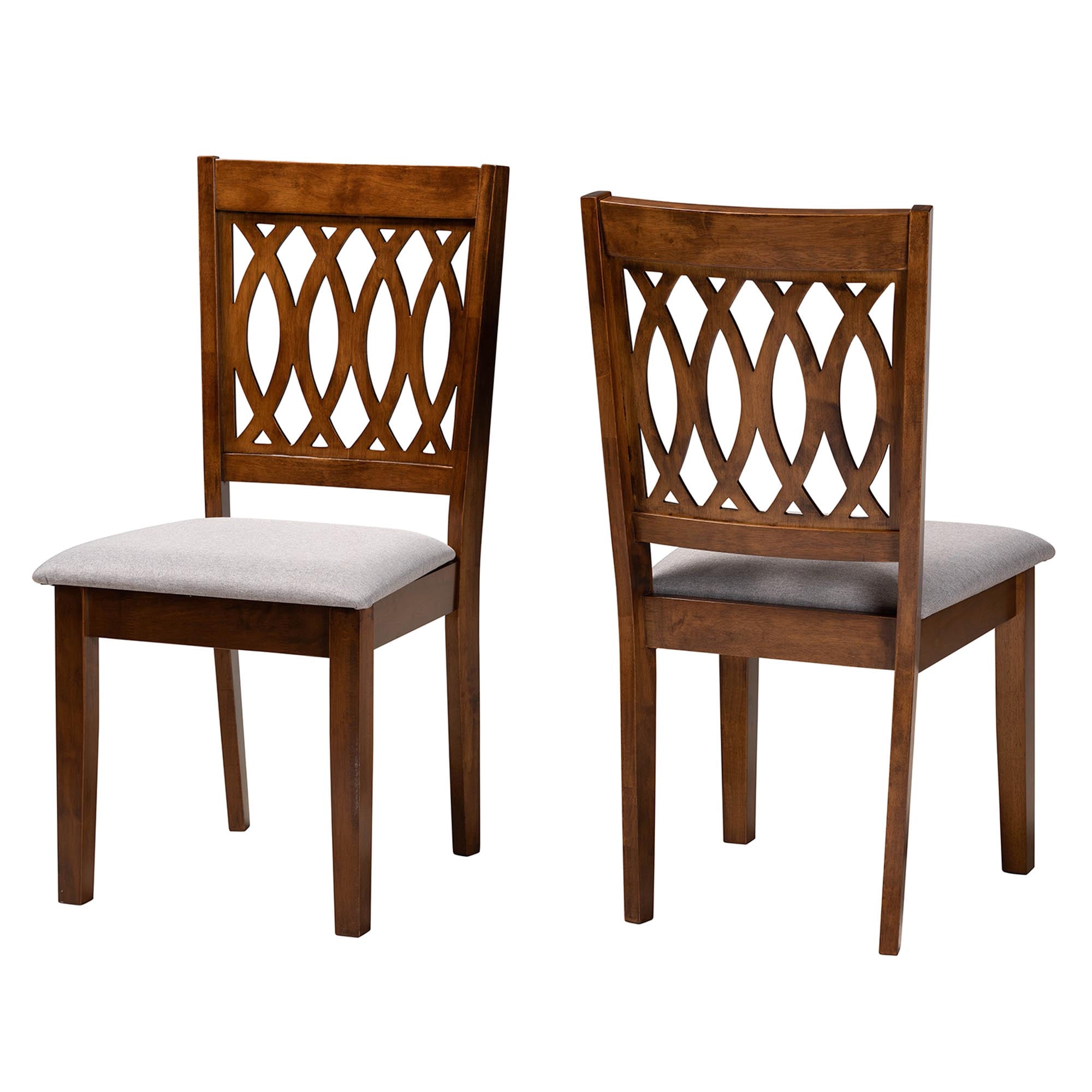 Baxton Studio Florencia Modern Grey Fabric and Walnut Brown Finished Wood 2-Piece Dining Chair Set