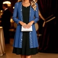 thumbnail image 4 of HongQid Women's Sheer Chiffon Cardigan, 3/4 Sleeve Open Front Duster Rhinestone Trim Edge, Lightweight Layering Jacket Wedding Formal Elegant Evening Outfit Clothing Ladies Dressy Cover Up, 4 of 7